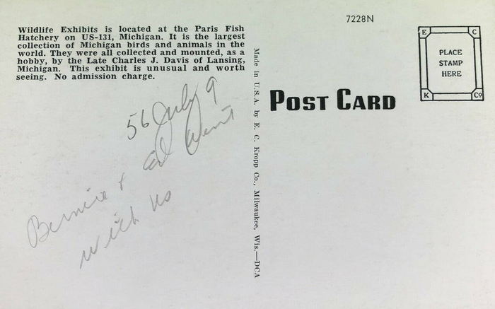 Paris Fish Hatchery - Postcard Back (newer photo)